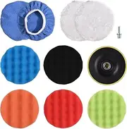 11 PCS 5-inch Car Polishing Pad Kit Foaming Buffing Waxing Sponge Wool Bonnet Pad with Self-Adhesive Disc Drill Attachments Cleaning Pad for Automotive Household Bathroom Kitchen