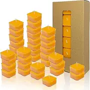 Beeswax Scented Tealights Handmade Long Burning 3-4 Hours Square Tea Light Candles Clean Burning Cotton Wick Bulk 36 Pack