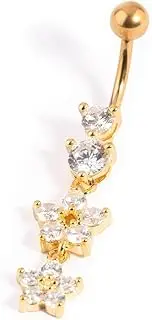 [Lovisa] Gold Plated Titanium Flower Belly Bar | Premium Gold PVD Plated on Surgical Steel | Hypoallergenic | On Trend Designs, metal, cubic-zirconia