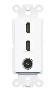[3 Ports] 2 HD TOSLINK Rocker Wall Plate White