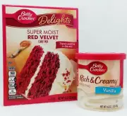 Betty Crocker Super Moist RED VELVET Cake Mix & VANILLA Rich Creamy Frosting Set