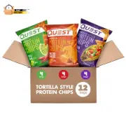 Quest Tortilla Style Protein Chips, Variety Mix; Chili Lime, Nacho Cheese, Load
