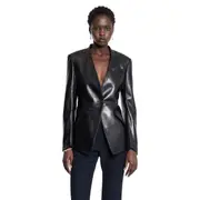 [MCQUEEN] Peplum Tailored Leather Blazer Black