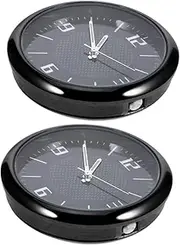 2pcs Car Clock Car Dashboard Clock Mini Clock for Clock Auto Accessories Car Dashboard Digital Clock Decorative Clock Car Vent Clocks Watch Mini Clock for Desk Cars Black Glass