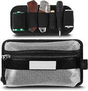 Tactical Mesh Zipper Pouch and Elastic EDC Organizer Insert Panel, MOLLE Admin Pouch Modular EDC Tool Organizer Hook Back Utility Storage with Writeable ID Patch for Backpack Accessories