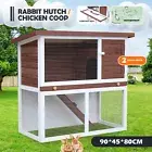 Rabbit Hutch Chicken Coop Guinea Pig Cage Bunny Hutches Wooden Run Cage w/Ramp