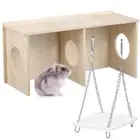 Hamster House Small Animals Hideaway Habitat Chamber Nest with Swing Toy