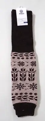 Women Winter Knee Warmers Leg 48cm Brown Natural Thermal Made in Mongolia