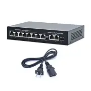 10 Port Gigabit PoE Switch + 2 Gig Uplink Power Over Ethernet 120W for Network