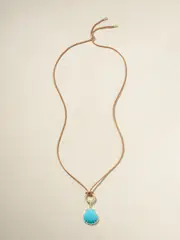[Jenna Blake] Jenna Blake - Shell 18-karat Gold Leather, Turquoise And Diamond Necklace - One size One size Blue