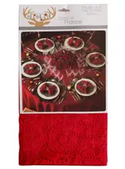 Round 150cm Red Lace Christmas Table Cloth