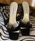 NWB Vanessa Noel NYC Designer Black Suede/leather Slides w/block Heel 41/10