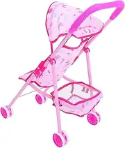 Doll Stroller with Basket Compact Lightweight Simulation Cart for Dolls for Outdoor Adventures and Role Play Enhances Parent Interaction Easy to Store