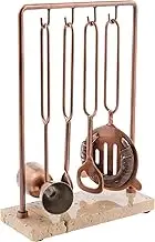 Bartender Kit 5-Piece Bar Tool Set with Marble Stand, Home Bartending Kit, Housewarming Gift
