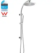 Round Chrome Twin Rain Shower Head Set Handheld BRASS Sliding Rail Curve Arm DIY