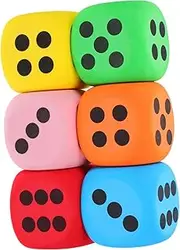 COSMEVIVI 6pcs Sided Portable Dice for Classroom Activities Math Games Imaginative Play Safe Lightweight Building