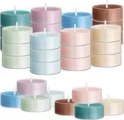Conelist 24 Pack Colored Scented Tealight Candles Bulk Small Mini Fragrance Tea Lights in Clear Cups Colored Tea Warmer Candles Aromatherapy Relaxing Mini Candles (Morandi Color)