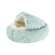 Pet Dog Cat Calming Bed Plush Cushioned Hooded Pet Bed Warm Soft Plush Round Nest Sleeping Kennel Cave