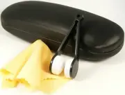 NEW Nice Hard Clam Shell Eyeglasses Glasses Black Case w/ Cleaning Cloth & Brush