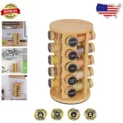 Durable Bamboo Spice Rack with 20 Jars - Effortless Organization for Kitchens