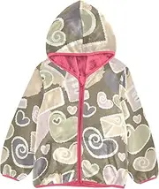 [GuoChe] Boy Hooded Fleece Jacket Valentines Stylish Hearts Love Beige Pink Toddler Girl Coat pink Zip Hooded Sweatshirt 3T