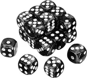 uxcell 20Pcs 6 Sided Colored Standard Dice, Acrylic D6 Mini Polyhedral Pearl Pattern Game Dice Set for Table Games or Math Learning, Black/White Point