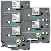 ExtraPrint 5 Pack Compatible Label Tape - Replacement for Brother TZe-251 TZ251, 24mm x 8m - Black on White Label Tape for Brother P-Touch PT9800PCN PTD600 PTD800W PTE550WVP PTP700 PTP710BT PTP750W