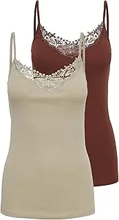 Only Women's ONLKIRA Life LACE Singlet 2PACK NOOS Tank Top