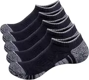 [OUYJIA] Women's Black/White Cotton Ankle Socks for Ladies 3-5/4-7/6-10, Low Cut Sports Socks Cushioned Runnign Socks Performance Gym Athletic Socks, 5 Pairs
