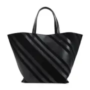 [Phoebe Philo] Phoebe Philo-Black Basket Cabas Calf Leather Shoulder Bag-Donna OS OS