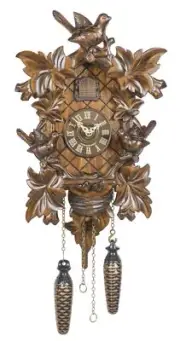 Quartz Cuckoo Clock 6 leaves, 3 birds, nest, with music TU 362 QM NEW
