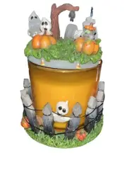 Candle Holder + Candle Capper Topper Halloween Base Lid Ghost Pumpkin Graveyard