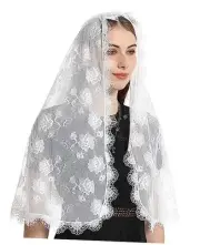 Catholic Chapel Veils for Women: Traditional Long D Shaped Lace Mantilla