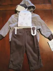 New NWT Carter Boy Brown Monkey Jacket Bodysuit Pants 3 Piece Set 3 month