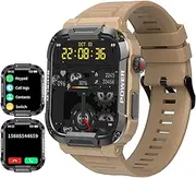 findtime Military Smart Watch Answer Make Calls Heart Rate Blood Pressure 1.85'' HD Screen Mens Smartwatch for Android iOS Phones Tactical Pedometer IP68 Waterproof Fitness Watch