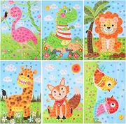 LZHZH 6 PCS - Mosaics Sticker Art Kit for Kids，1260 Pieces Sticky Foam DIY Craft for Boy Girl，Animals Sticker Craft Activities (Age 3+)