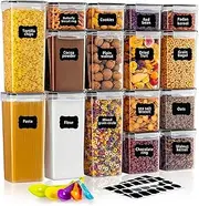 [Feshory] 16 Pack Airtight Food Storage Containers Set for Kitchen & Organisation - Pantry Storage Organiser, Cereal Storage Containers with 100% Leak-Proof Lids Ideal for Dry and Wet Food