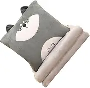Cartoon Pillow Blanket Multi Function Air Conditioning Blanket Insertable Pillow Hand Warmer Office Napping (Husky)