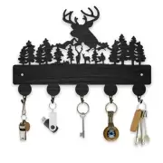 Deer Wooden Key Holder Wall Mount Elk Wood Key Hanger Rustic Key Rack 11.8x7.9