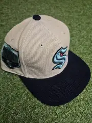 Mitchell & Ness Seattle Kraken NHL Corduroy Off-white Hat 7 1/4 Fitted NWT