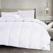 Luxton 90/10 Goose Down Quilt King, Lightweight All Seasons Goose Feather Down Doona Duvet with Cotton Casing (King Size)