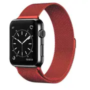 For Apple Watch 8 /7 /SE /6 /5 /4 /3 /2 /1 Ultra Milanese Stainless Steel Loop Strap Wrist Band (38mm 40mm 41mm - Red)