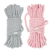 Nylon Soft Rope Cord Braided Rope 32ft Cord Rope Pink Silver 2 Pack