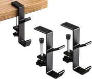 Desk Hooks, Bag Holder, Purse Hook for Table, Metal Hangers, Backpack Hanger, Hat Hanger, Headphone Stand for Desk, Clamp on Desk Shelf, Handbag Hook, 2 in 1 Portable No Drill Adjustable 3 Hooks ﻿
