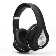 Bluetooth Wireless Headphones - August EP640 - Over Ear Built-in Microphone v4.1 aptX Low Latency 3.5mm Audio 20 Hour Charge NFC for PC Apple Android Tablet Travel Gaming - Black