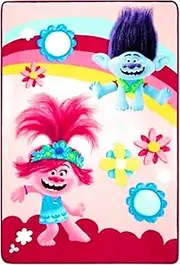 Franco Manufacturing Trolls World Tour Plush Blanket - Super Soft 100% Polyester Plush Blanket - 62 in x 90 in - Trolls Chase A Rainbow Plush Blanket
