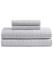 Tommy Hilfiger 200 Thread Count Monogram Stripe Cotton Percale Sheet Set