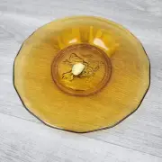 1982 Tiara Turtle Doves Amber Glass Christmas Plate Indiana Glass NIB