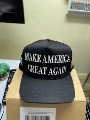 V RARE Black MAGA Cap 45-47 Authentic official Trump 2024 campaign Cali Fame Hat