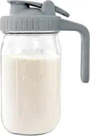 Junvpic Breast Milk Pitcher Jug - 32 Oz Glass Mason Jar Airtight Pitcher with Po